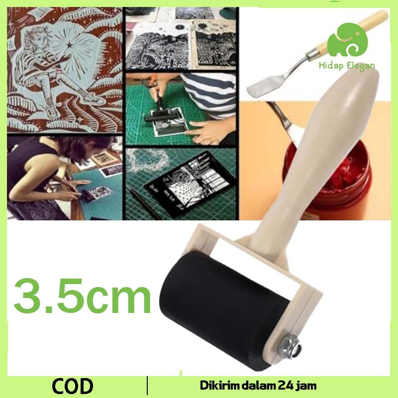 

3.5cm Roller Rubber Karet Roler Roll Grafis Roller Karet Hard Roll Rubber Roll Grafis Wooden Handl Untuk Printmaking