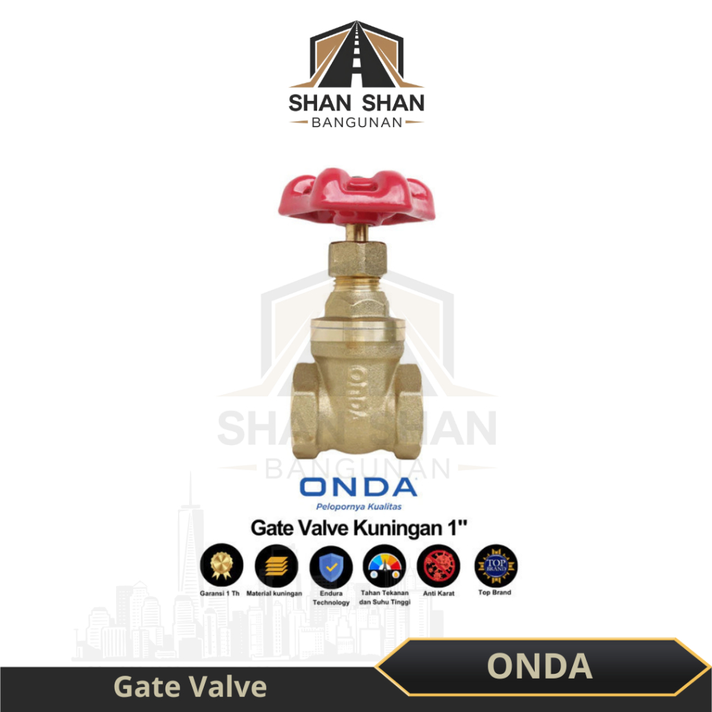 Onda Gate Valve Kuningan 1" /  Stop Kran Kuningan Onda 1 Inch