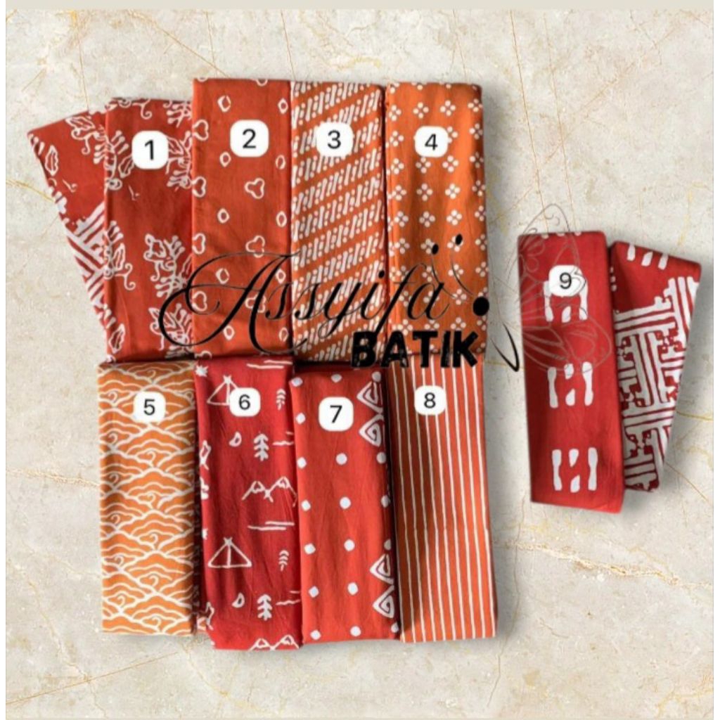 KAIN BATIK CAP / SARUNG BATIK CAP - UKURAN 2 METER EDISI WARNA ORANGE { BATIK TASIK - BATIK GARUTAN 