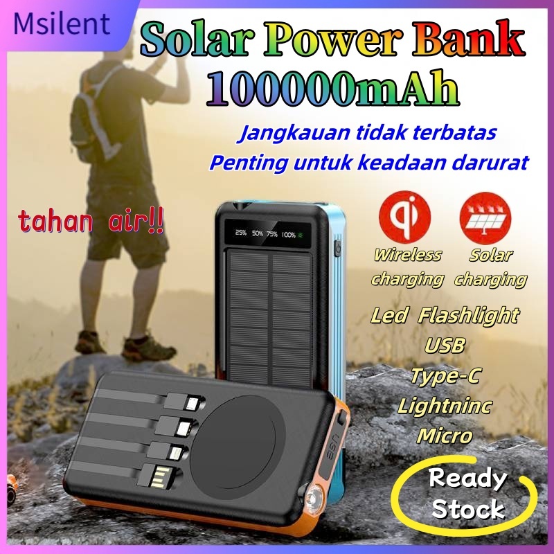 Powerbank Solar 50000/100000 mAh Powerbank Robot Power Bank Solar Cell Tenaga Surya Portable Led Ind