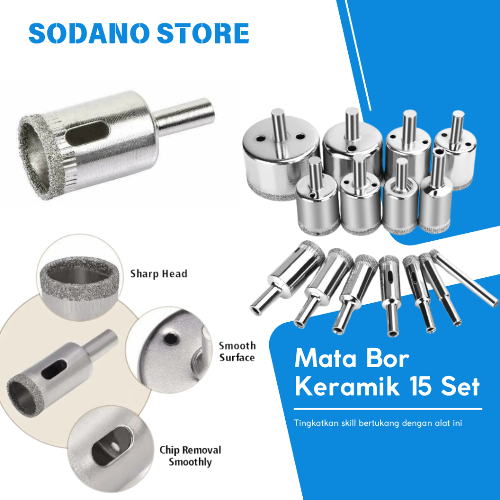 1 Set Mata Bor Kaca Keramik Granit Marmer Batu Porselen Diamond HSS Holesaw Pelubang / Mata Bor Kera
