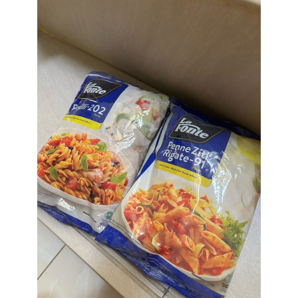 

(exp 05/2026) NETT! NEW! (2pcs) La Fonte Fusilli + Penne Rigate 450gr Pasta Makaroni Spiral Ziti Rigate Makanan Ringan Bolognese Cheese Keju Creamy cooking diy baking terlaris