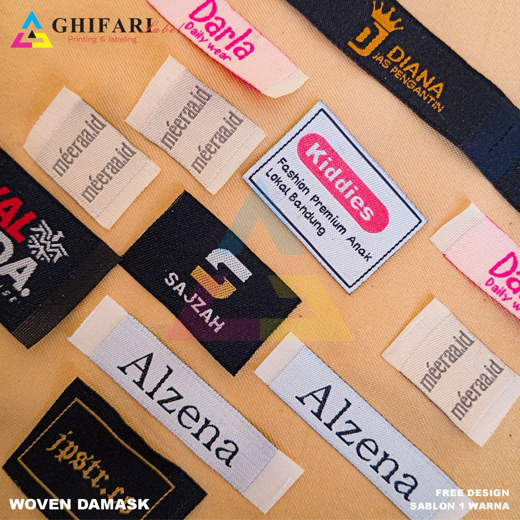 

2,5x4cm label woven lembut / label bordir / label hijab / label rajut / label pakaian / merek baju / cap pakaian