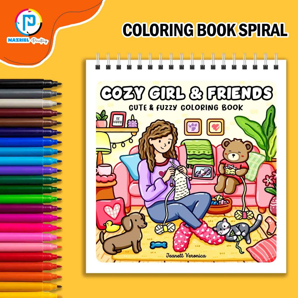 

Jeanett Veronica - Cozy Girl and Friends 30 Page Coloring Book Buku Mewarnai Spiral