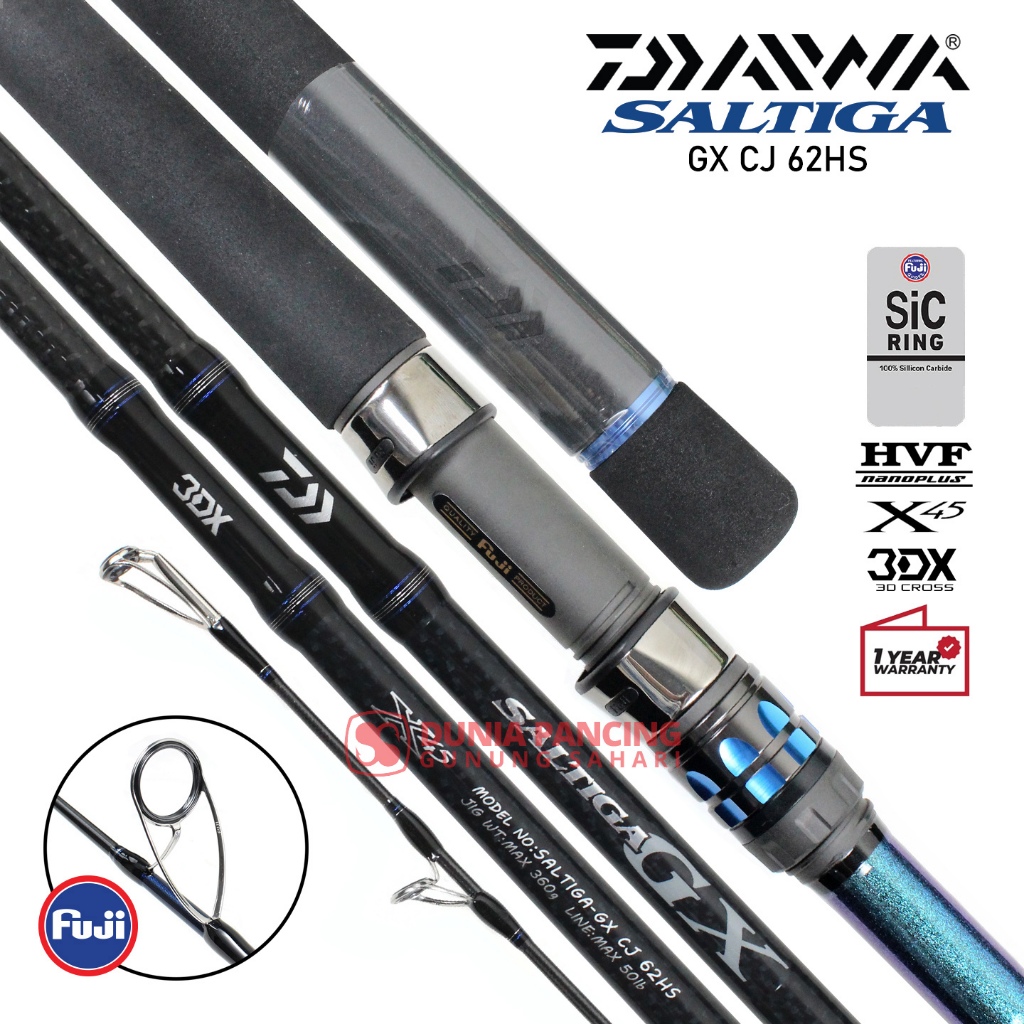 Joran Spinning Daiwa Saltiga GX CJ 63MHS | 62HS | 64MS | COMFORT JIGGING | FUJI SIC | ONE PIECES ROD