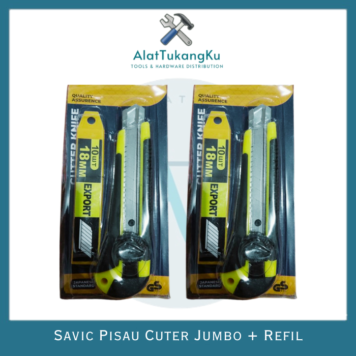 

Savic Pisau Cutter Besar Jumbo + Refill Isi Katter gagang karet / Pisau cuter kater Tajam Alat Pemotong Dus Kertas Karton