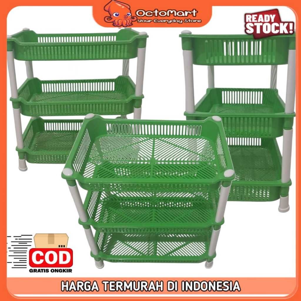 Rak Segi Cabe / Bumbu Dapur / Kosmetik Serbaguna Plastik 3 Tingkat