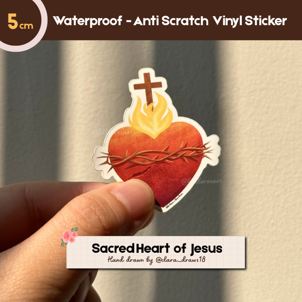 

Stiker Katolik Waterproof - Hati Kudus Yesus | Vinyl Anti Gores 5cm | Hand drawn Sticker