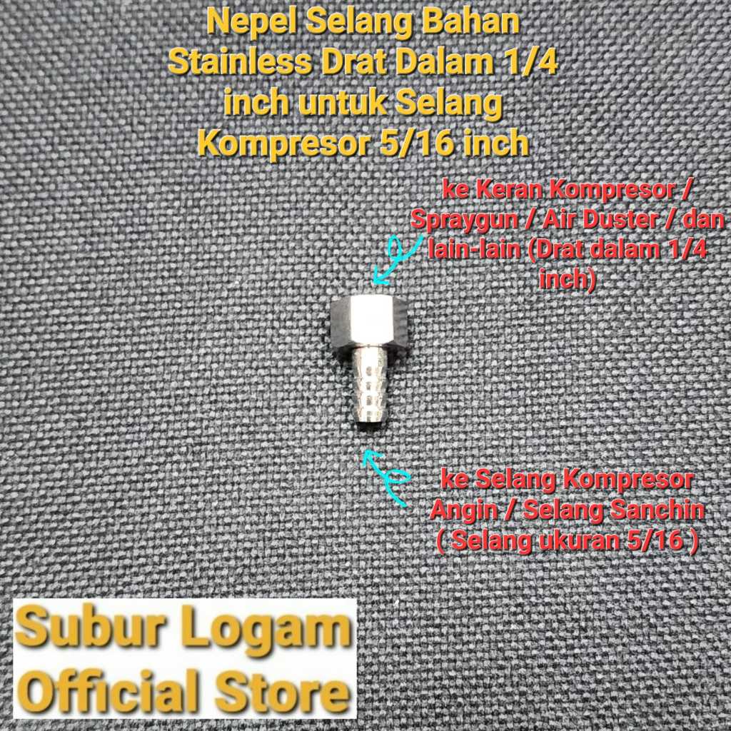Nepel Selang Drat Dalam Kompresor Stainless 1/4 inch untuk Keran Angin