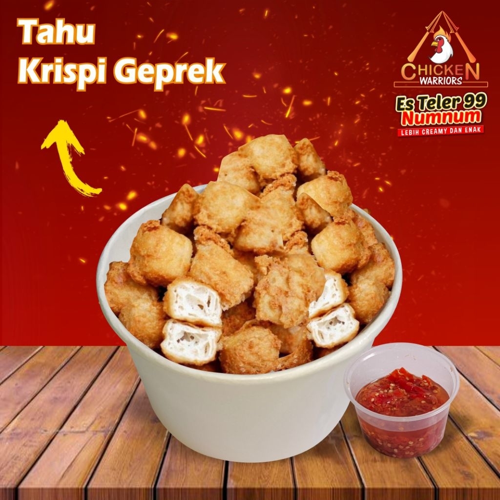 

tahu krispi geprek + sambal bawang by chicken warrior . nasi box hajatan/ nasi box ultah/ desert ulang tahun