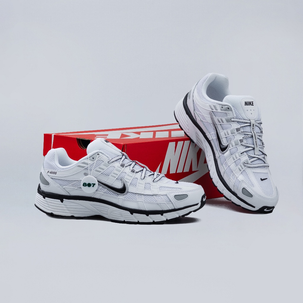 Nike P6000 White Metallic Silver Black