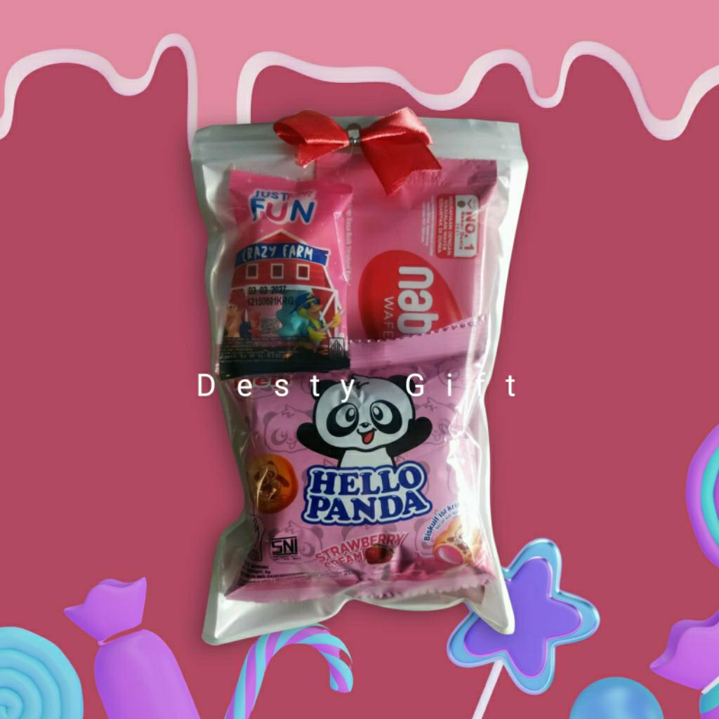 

mini gift snack/snack ultah murah/freebie tema pink