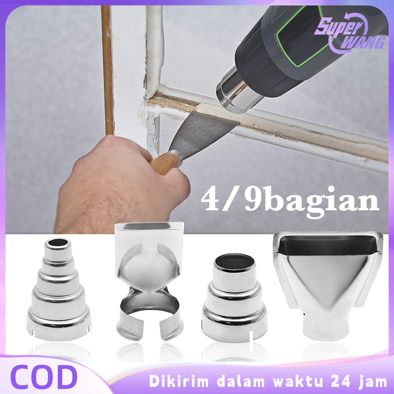 9pcs/Set Hot Air Heat Gun Blower Nozzle Stainless Diy Air Blow Gun Nozzle Tip Ujung Hot Air Gun Acce