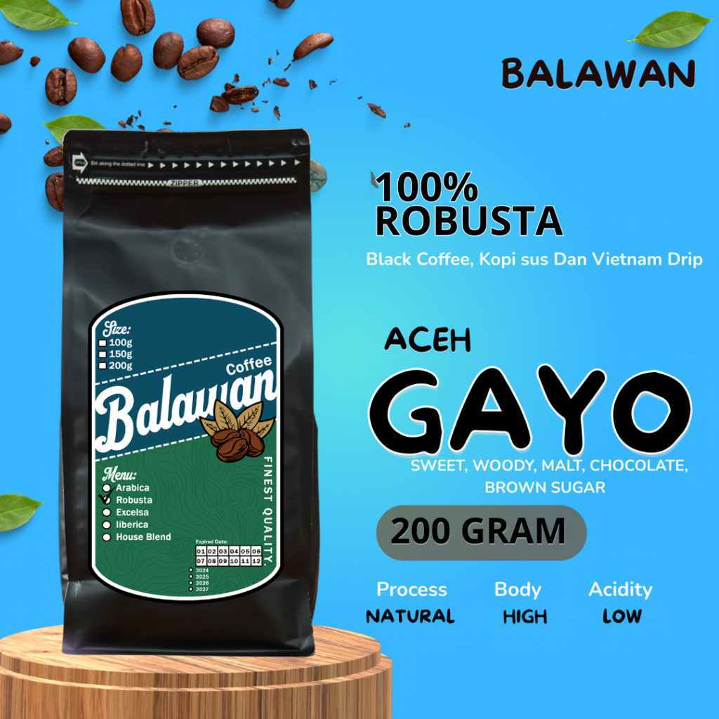 

Balawan Kopi Biji Bubuk Robusta Gayo Aceh Sumatra Coffee Esoresso 200 Gram