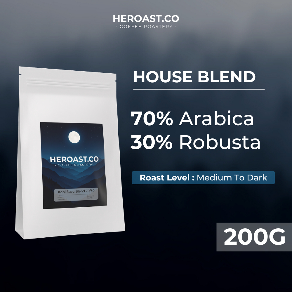 

HEROAST.CO House Blend Espresso Kopi Susu Blend 70/30 200 GR (Biji/Bubuk) Medium To Dark