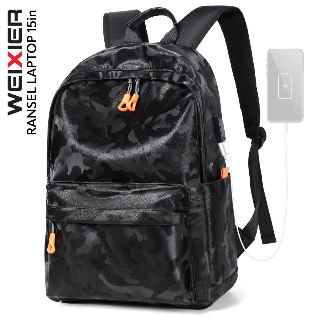 WEIXIER 360 Tas Punggung Pria Ransel Laptop Backpack USB Port WX-OS