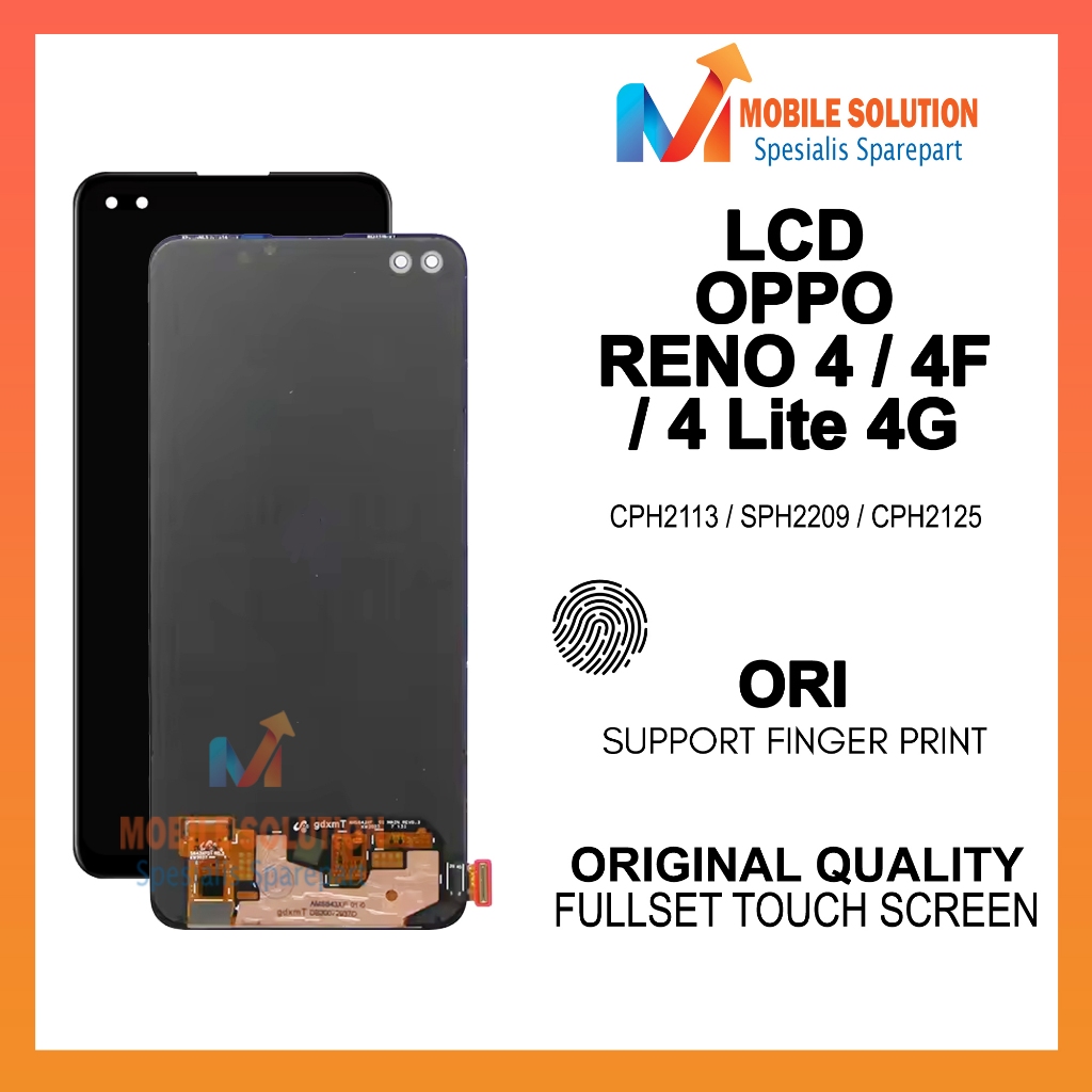 Grosir LCD Reno 4 Original / LCD Reno 4F / LCD Reno 4 Lite 4G - Fingerprint Fullset Touchscreen