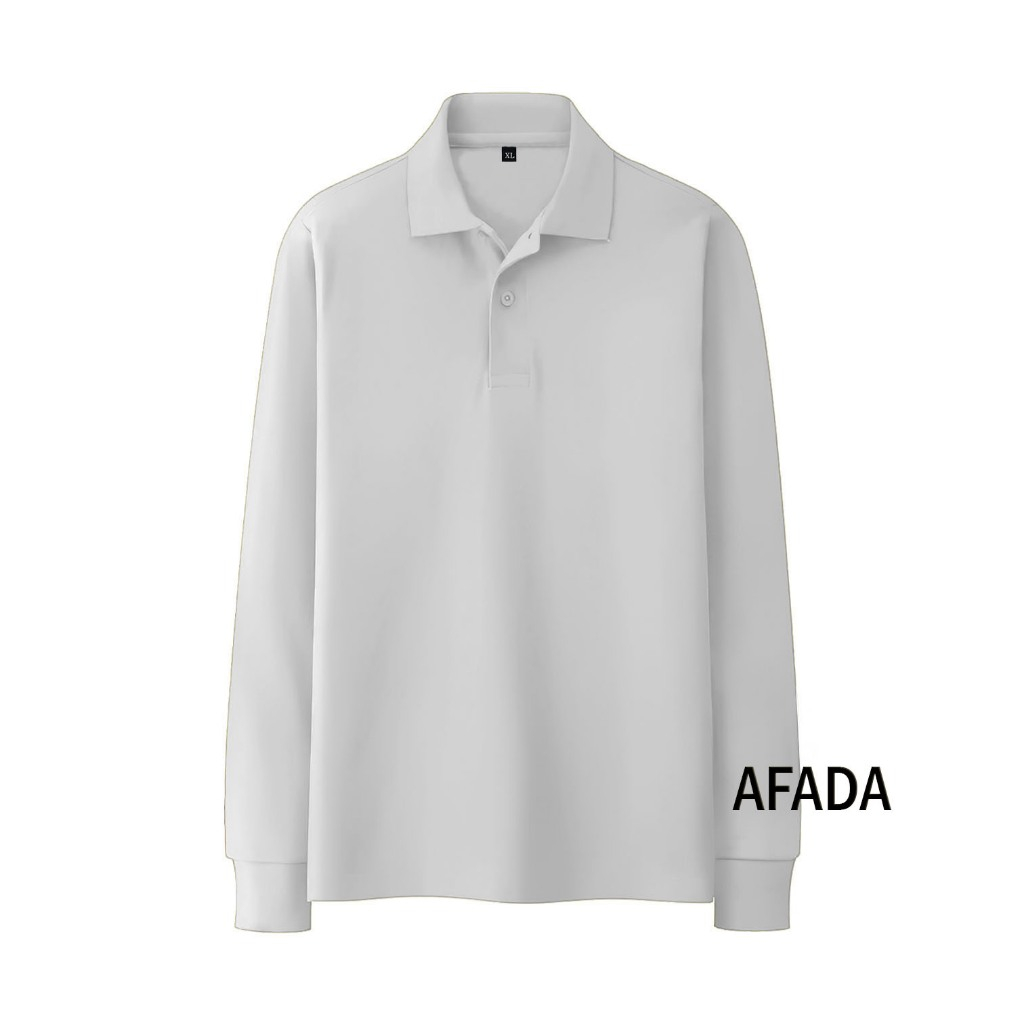 Afada - Kaos Kerah Pria | Poloshirt Polos Panjang | Kaos Polos Seragam Lengan Panjang Kerah Pria