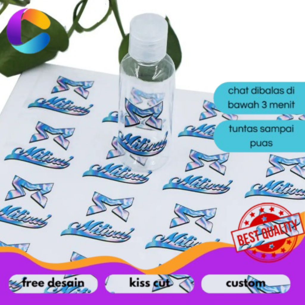 

Stiker Pot Cream Skincare Premium Timbul UV DTF Custom Desain Label Skin Care