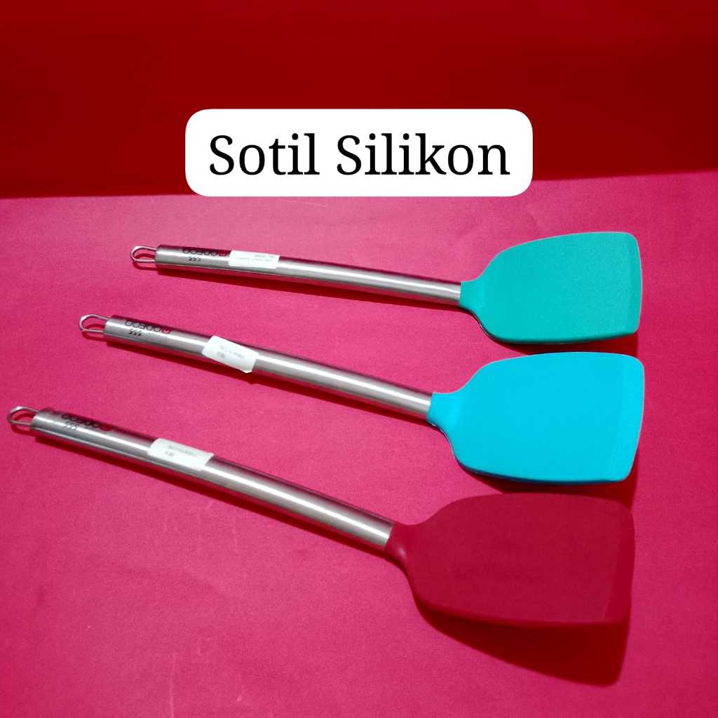 Sutil Silikon/Spatula silikon Gagang Besi Stainless Sutil Masak Tahan Panas