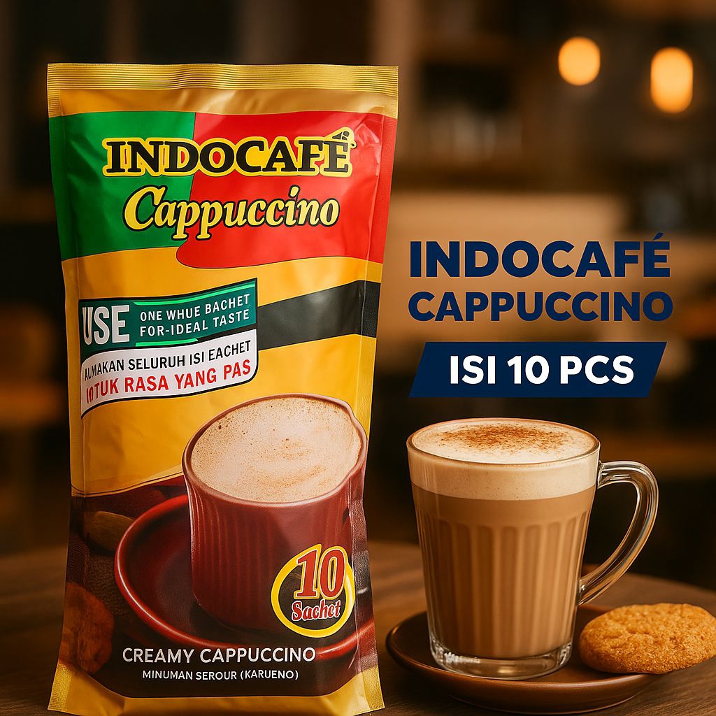 

Indocafé Cappuccino Sachet 25g | Kopi Instan Rasa Creamy & Lembut – Cocok untuk Pecinta Cappuccino