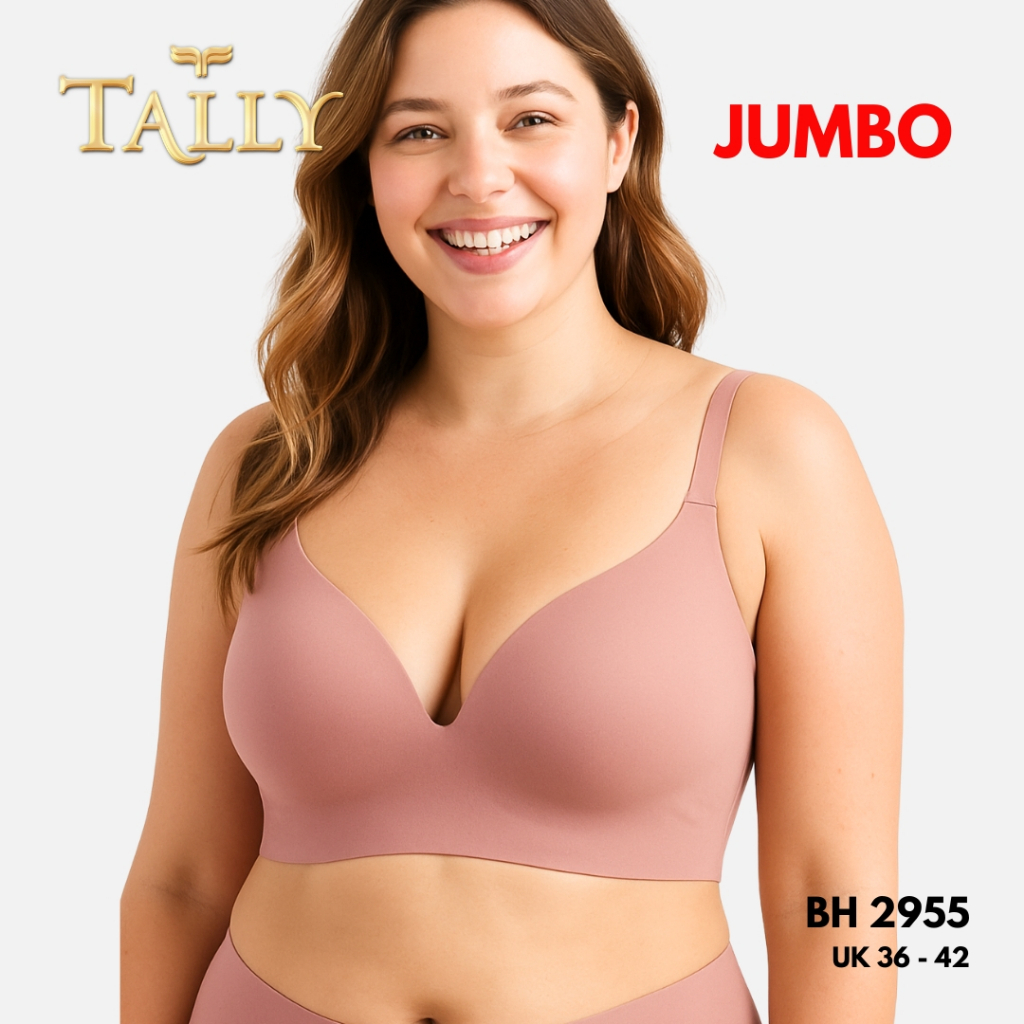 TALLY BH 2955 Bra Wanita Tanpa Kawat Busa Tipis Bahan Nilon Seamless CUP C - D Kait 2 Bra PREMIUM