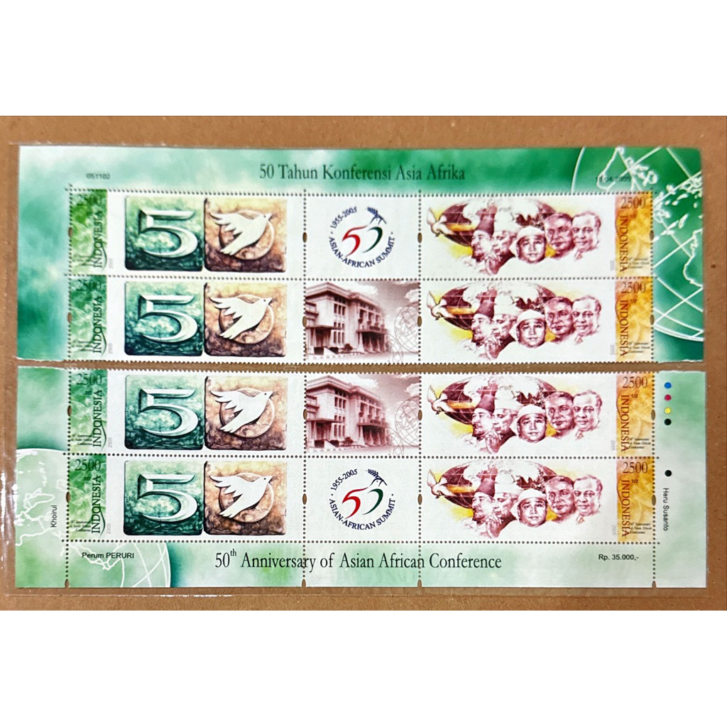 

(FA) PRANGKO INDONESIA 2005 50TAHUN KONFERENSI ASIA AFRIKA 4SERI CUTTER PAIR MNH.