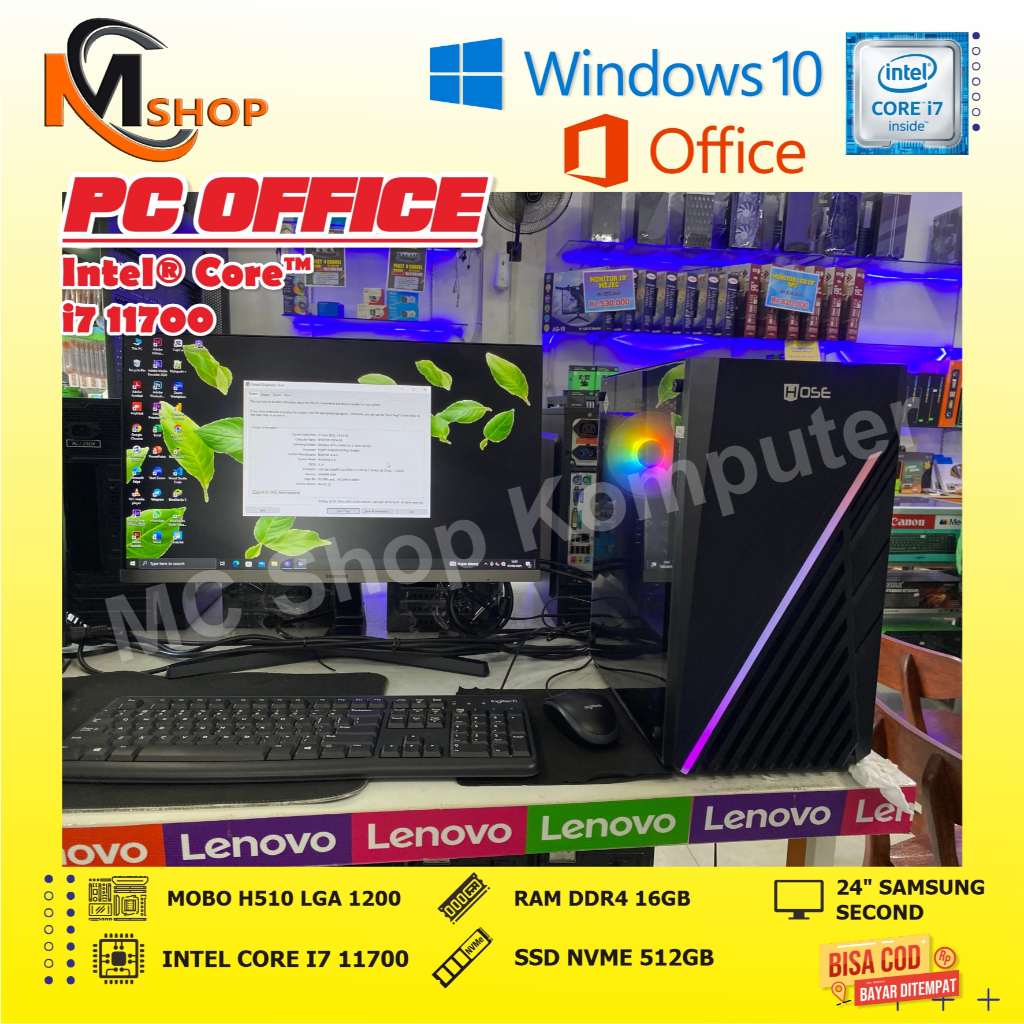 PC Rakitan CPU Komputer Core i7 11700 Gen 11 with SSD NVME 512GB | RAM DDR4 16GB | For Admin dan Off