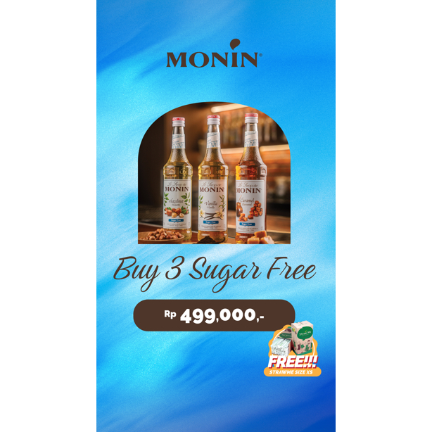 

BUY 3 MONIN SUGAR FREE 70CL 700ML. FREE STRAW ME SIZE XS