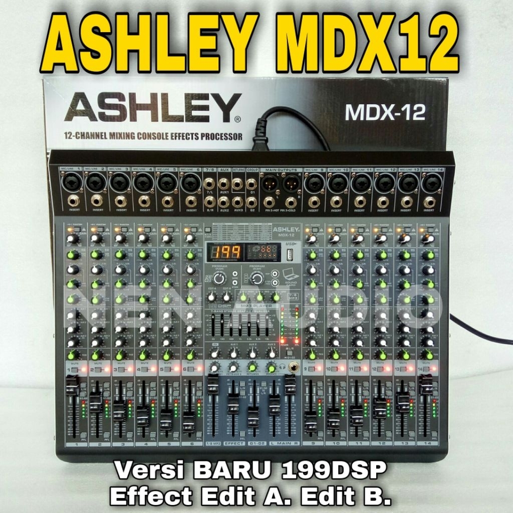 MIXER ASHLEY MDX 12 ORIGINAL VERSI BARU 199DSP 12 CHANEL MDX12 MP3 BLUETOOTH  PC SOUNDCARD