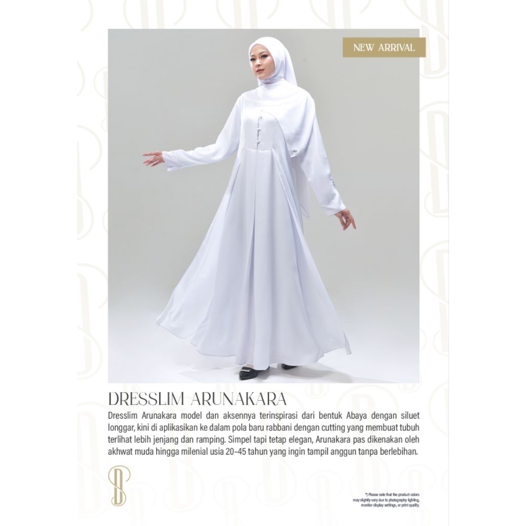 Dresslim Rabbani Arunakara|Gamis Putih Wanita|Rabbani Asli