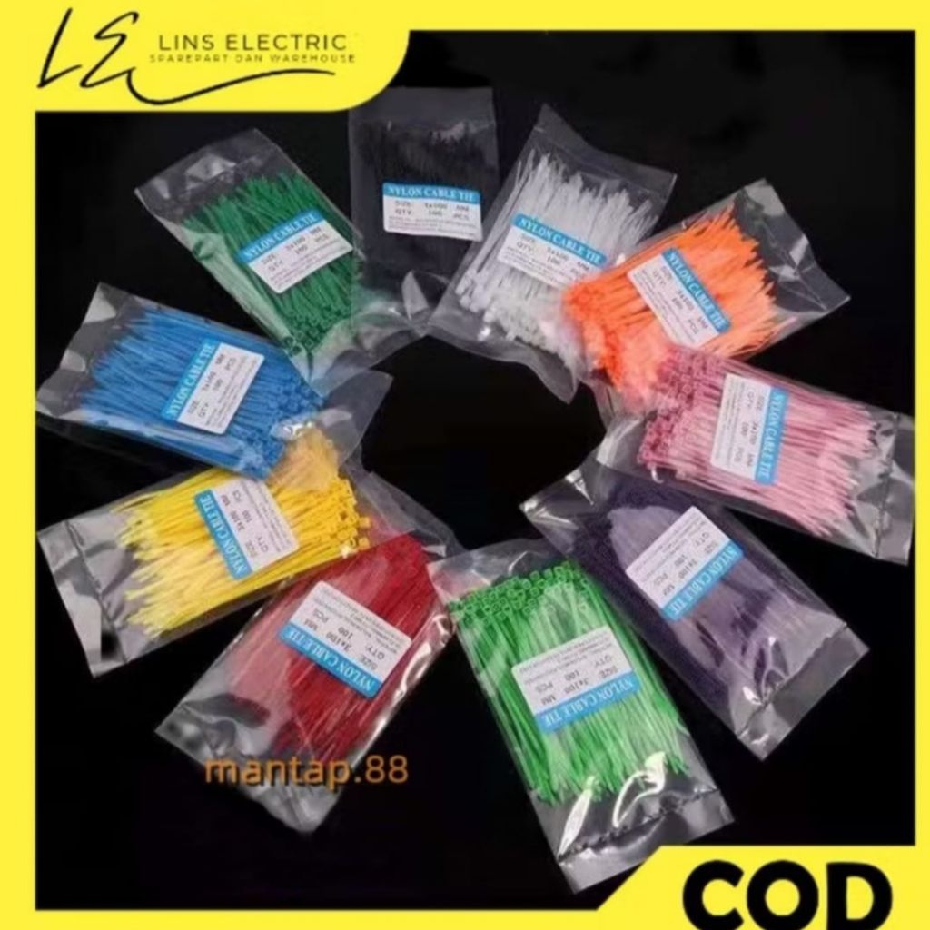 

Kabel Ties 10cm Berbagai Warna Isi 100 pcs