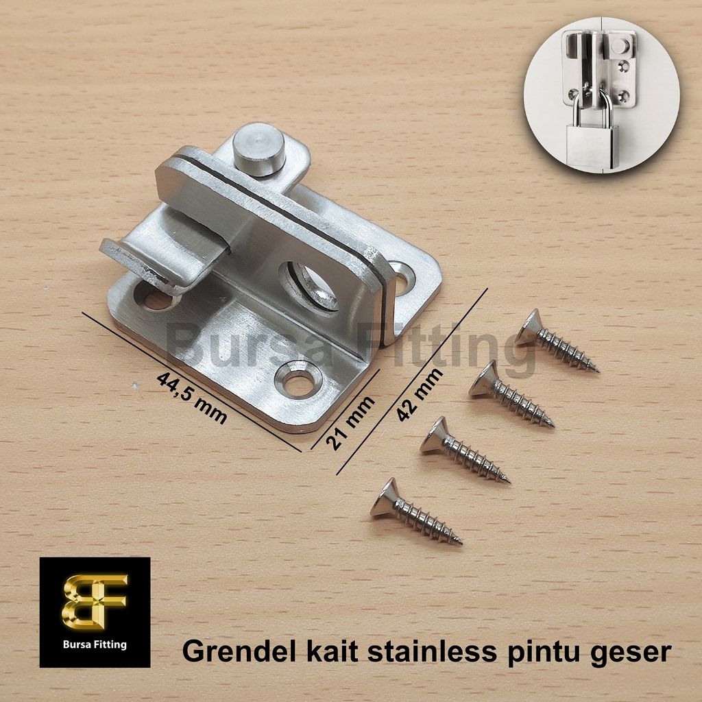 Kunci pintu geser stainless steel / grendel kait pintu sliding / grendel kunci gembok / slot pintu g