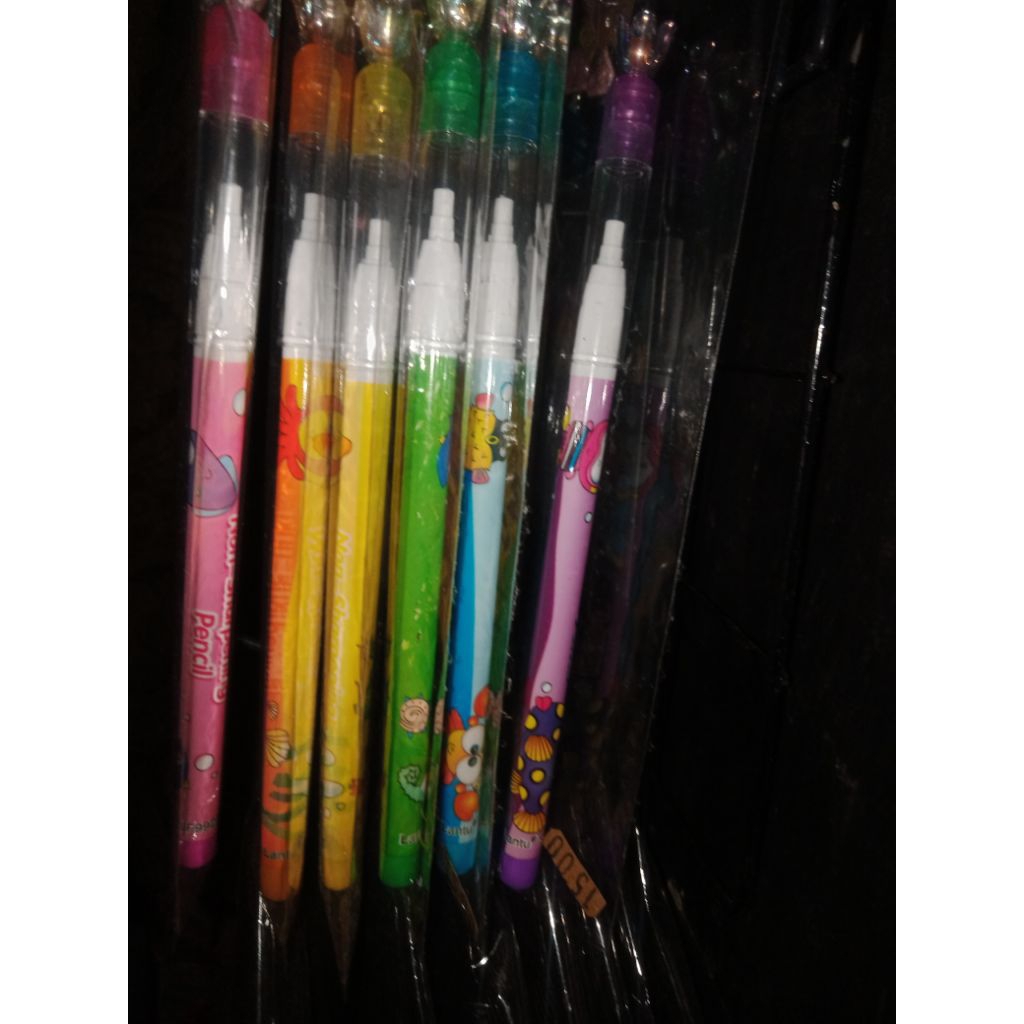 

(kd: 00 ) Non-sharpening pencil, Alat tulis pensil karakter warna warni, pink, Oren, kuning, hijau, biru, ungu. pensil isi ulang.. Non-sharpening pencil. murah eceranu