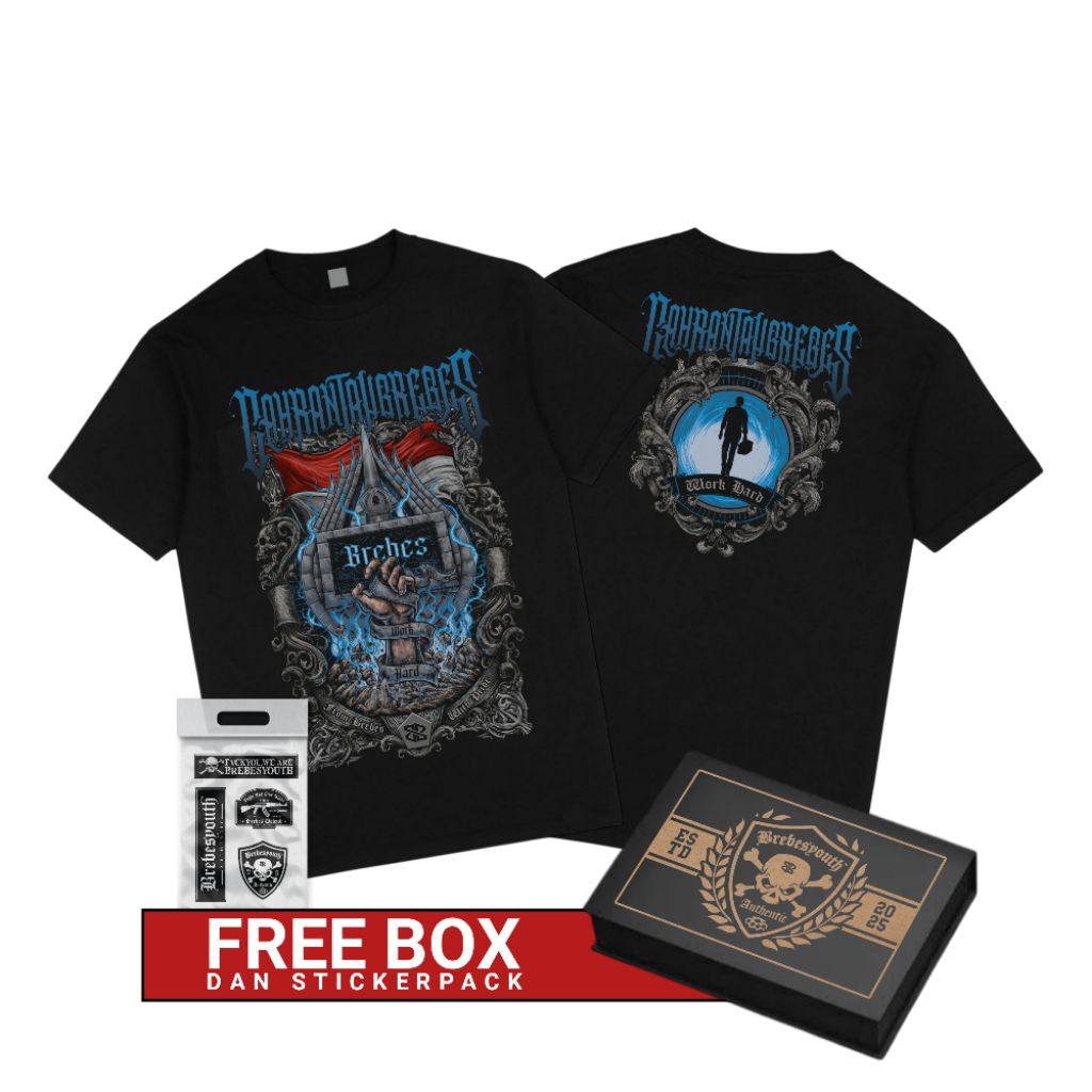 KAOS CAH RANTAU BREBES | BREBES WORK HARD | KAOS COTTON COMBED 24S | KAOS DISTRO