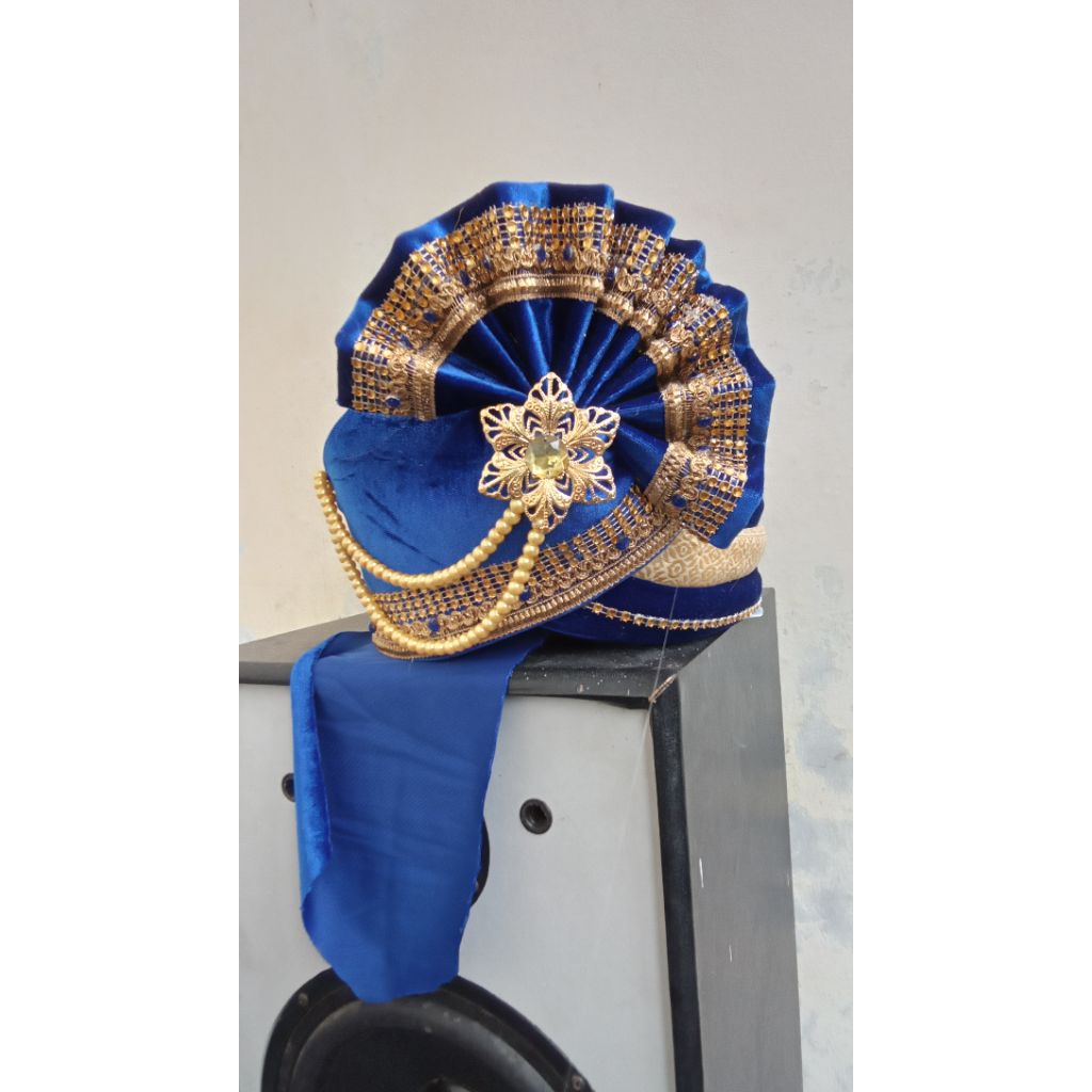 Topi india Anak Bahan Bludru Warna BIRU ELEKTRIK