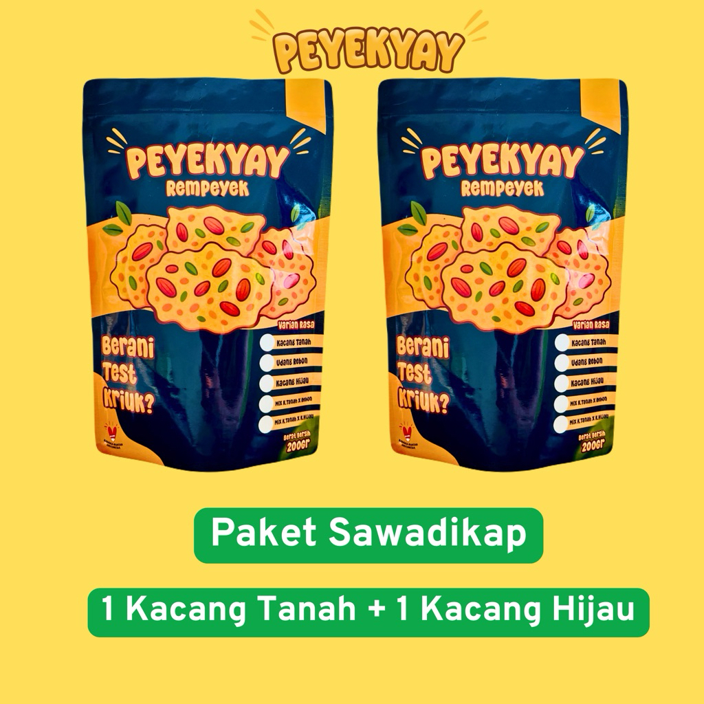 

Peyek - Rempeyek | Standing Pouch | 1 Kacang Tanah + 1 Kacang Hijau