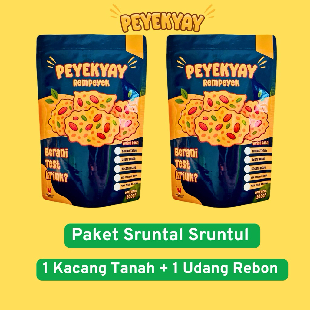 

Peyek - Rempeyek | Standing Pouch | 1 Kacang Tanah + 1 Udang Rebon