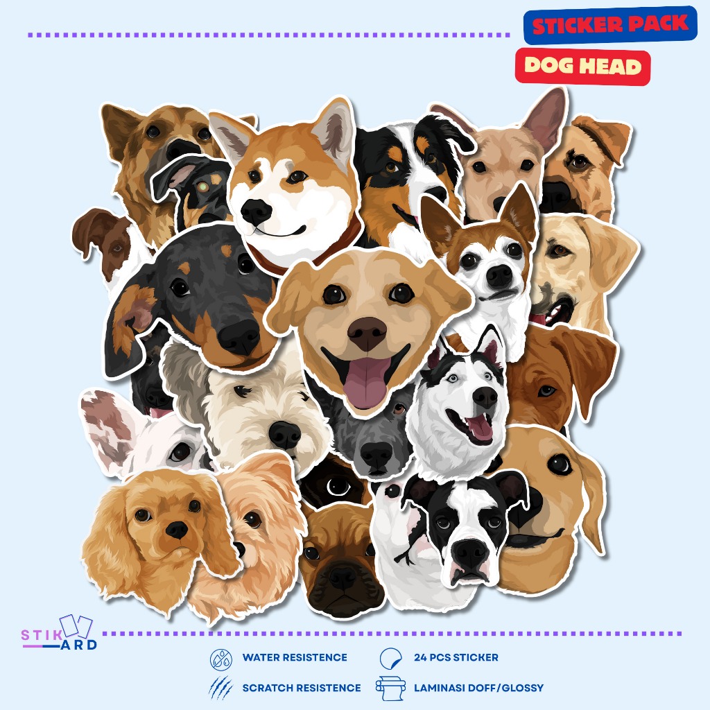 

Stiker Kepala Anjing Lucu | Sticker Pack Laptop Tumbler Helm Koper - Bahan Vinyl Waterproof