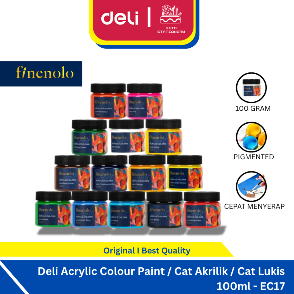 

Deli Finelono Premium Acrylic Paint / Cat Akrilik / Cat Lukis 100ml Warna Terang EC17 Satuan / Eceran