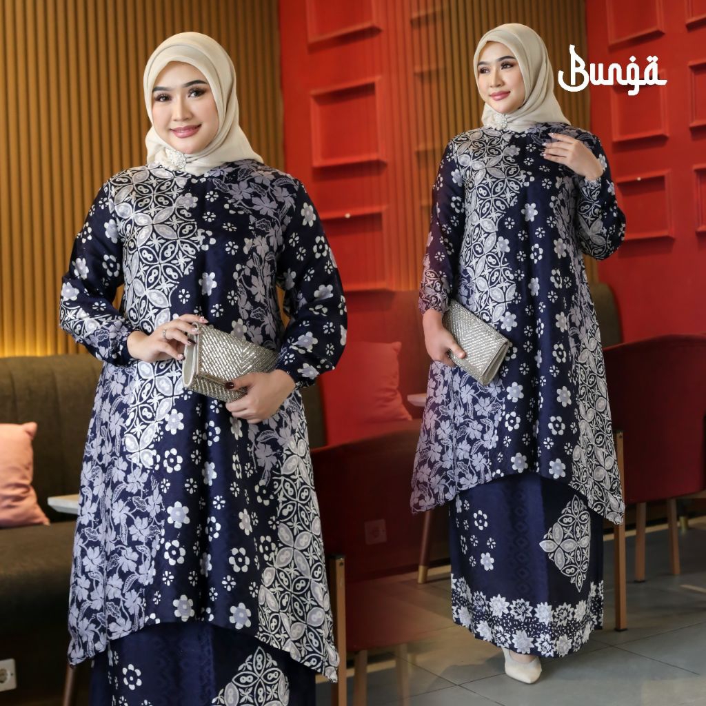 BATIK SUTRA MEWAH PREMIUM STELAN GAMIS SUTRA KEKINIAN SET GAMIS BATIK WANITA SET BAJU MUSLIM