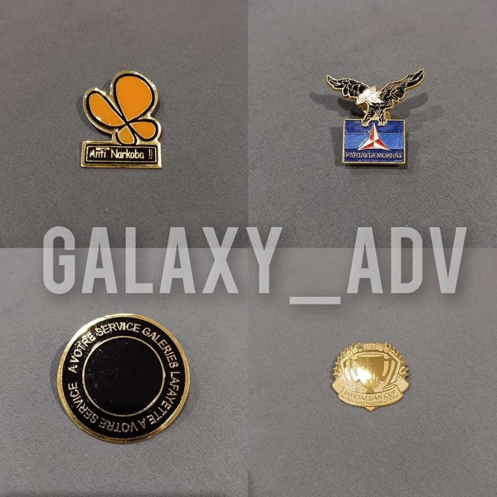 pin custom logo kuningan sepuh emas