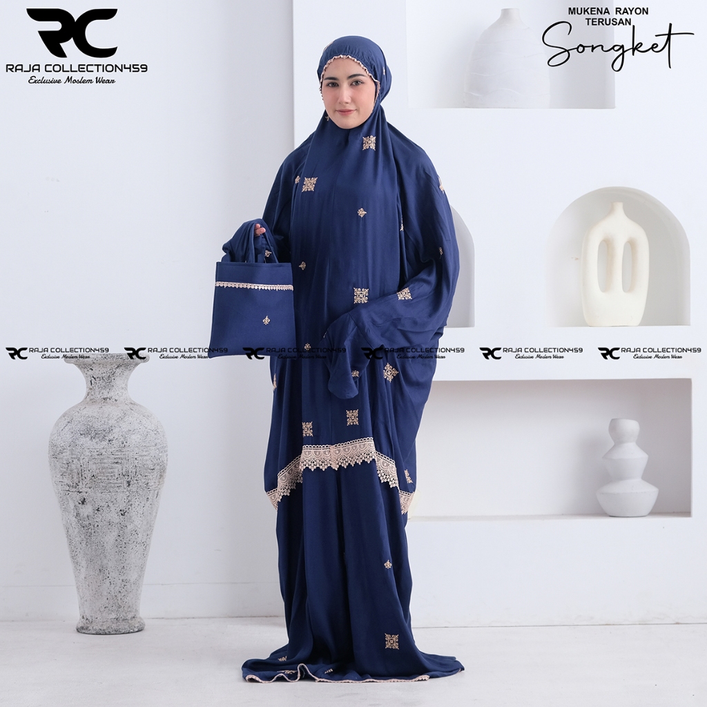 Raja Collection459 - Mukena Terusan Dewasa Rayon Bordir Songket (COD) TERUSAN