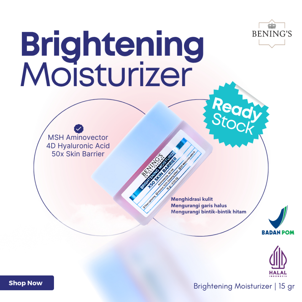 Bening's Brightening Moisturizer Gel Pelembab Wajah Peptide Hyaluronic Acid Mencerahkan Wajah Moist 