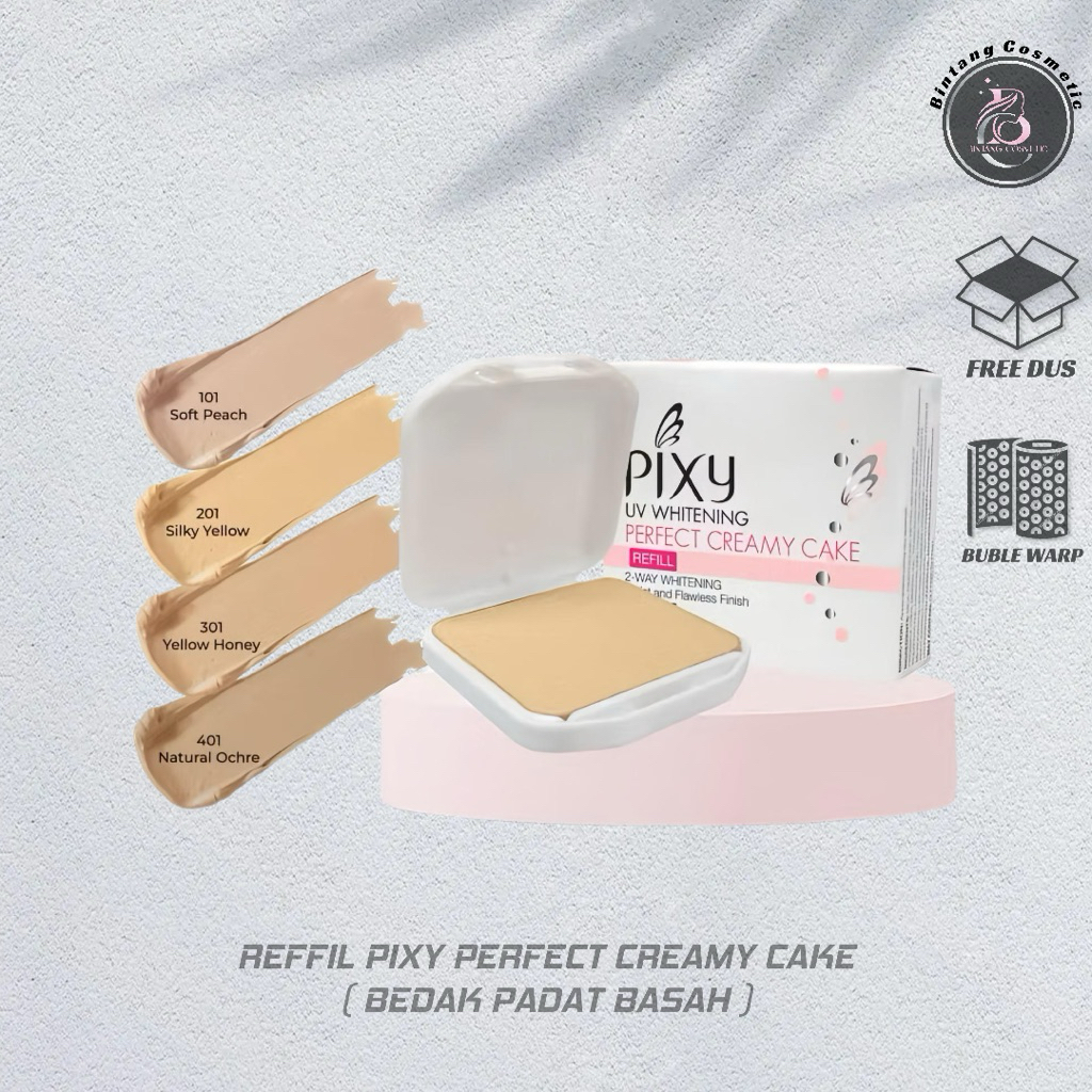 Pixy Uv Whitening Perfect Creamy Cake Refill SPF 15 , Pixy Bedak Basah , Bedak Padat Ber tekstur Bas
