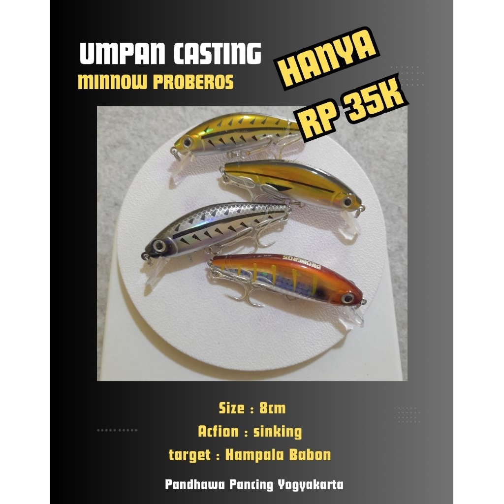 Umpan Lure Casting Minnow Proberos 8cm Original