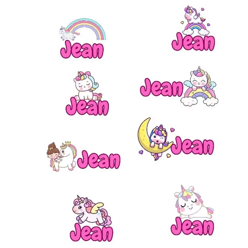 

stiker nama unicorn, stiker label nama anak, stiker unicorn