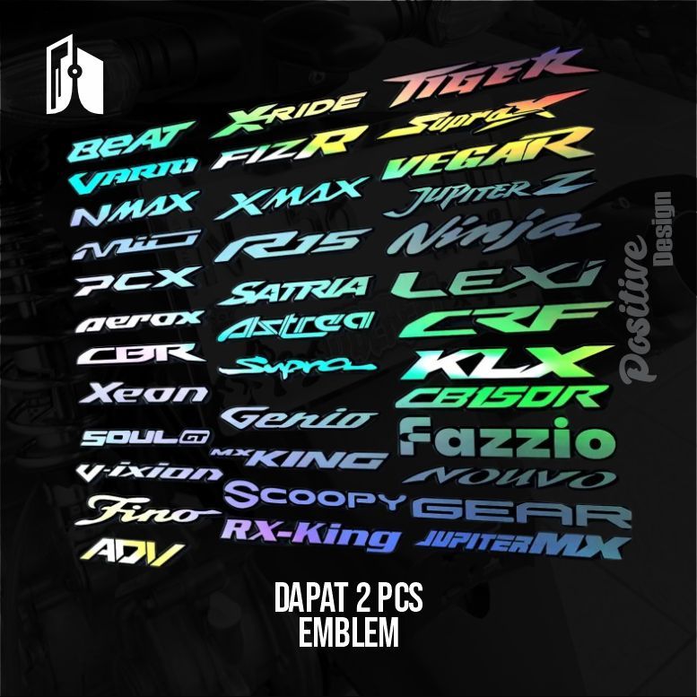 2PCS EMBLEM MOTOR CUSTOM AKRILIK TIMBUL ll EMBLEM BEAT VARIO AEROX PCX KLX SUPRA ll EMBLEM CUSTOM AK