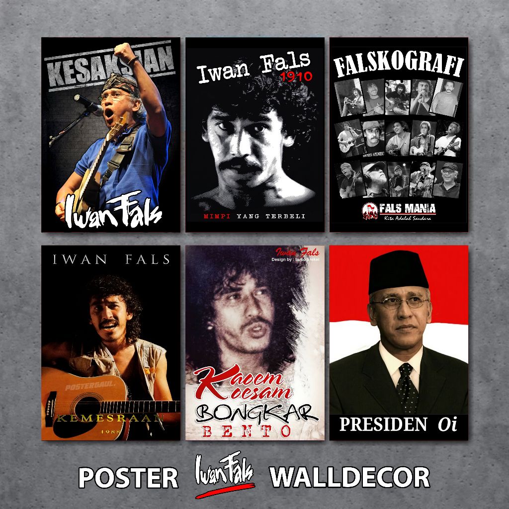 Hiasan dinding Band Iwan Fals - Poster bingkai kayu Fals Mania - Pajangan dinding kamar Cowok - Post