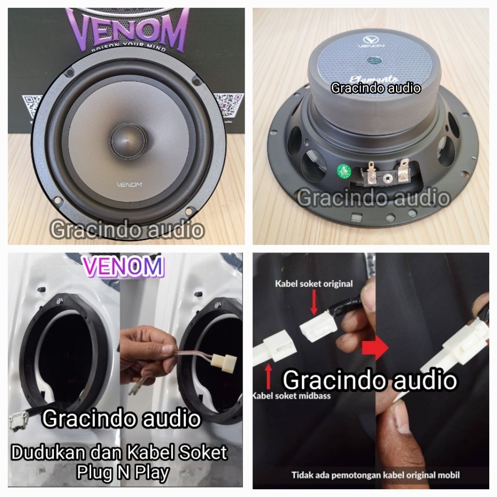 Speaker Midbass Venom Elemento 6.5inch Plug N Play Pintu Mobil Toyota Veloz Original Venom